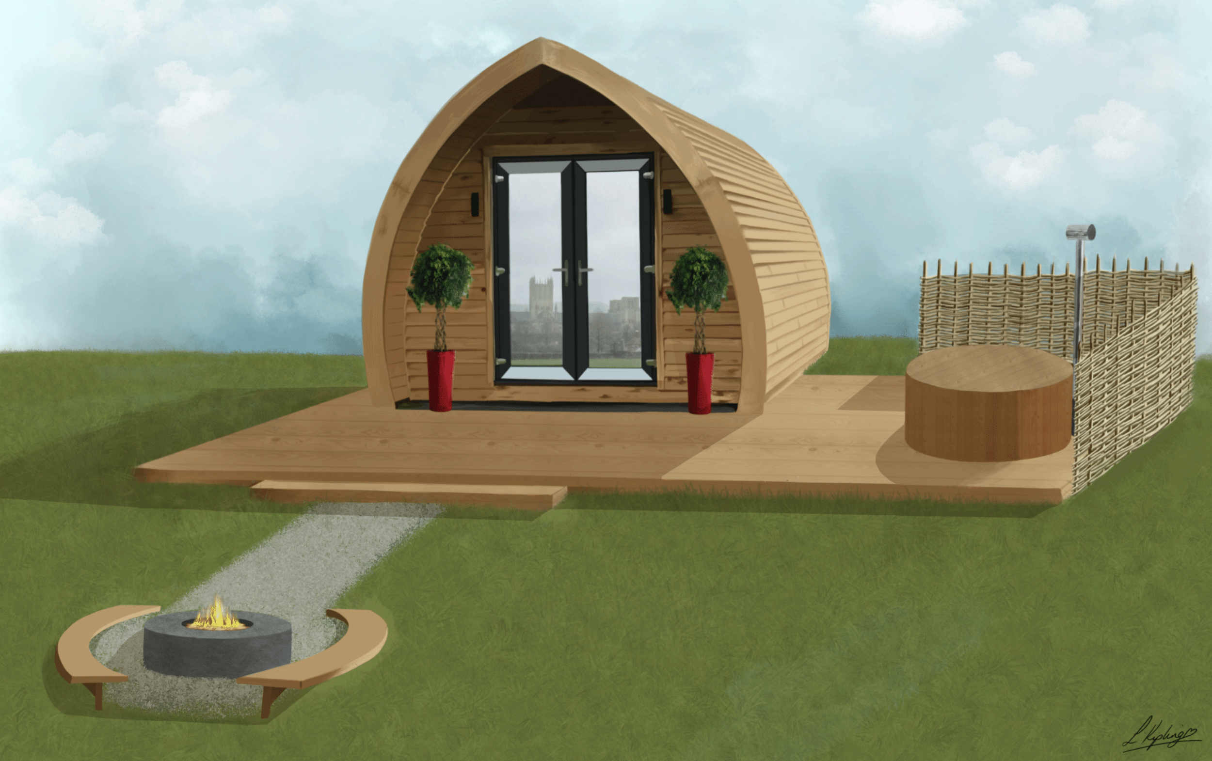 Cathedral View Glamping – Artist impression